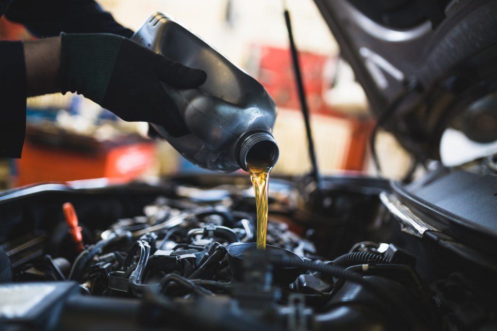 oil change being done in auto shop